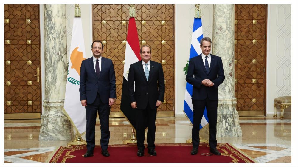 President of Cyprus Nikos Christodoulides, Egypt President Abdel Fattah al-Sisi and Greek Prime Minister Kyriakos Mitsotakis